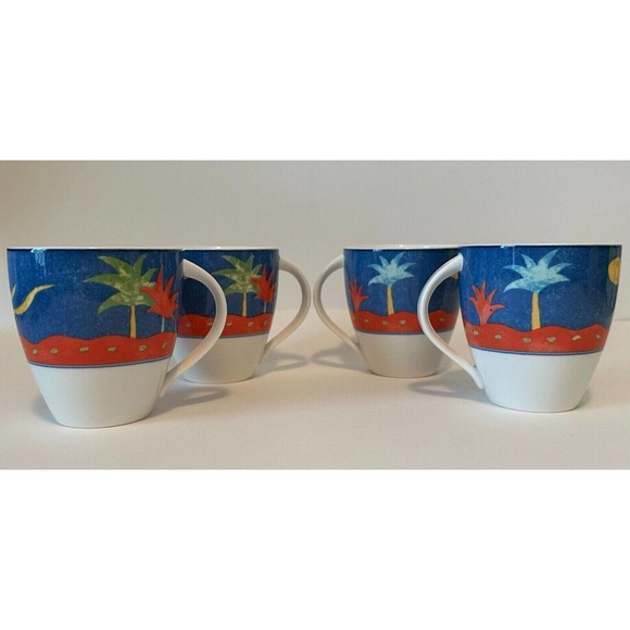 MIKASA-Christopher Stuart "Optima" China #HK102 "Barbados" 4-Coffee Mugs/Cups - Picture 1 of 11